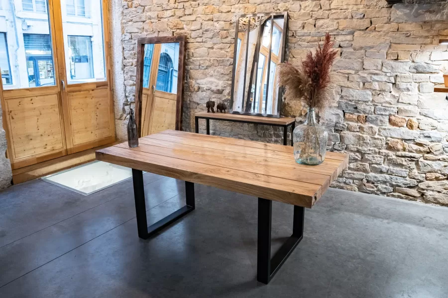 table bois massif en poutre de chene sur-mesure
