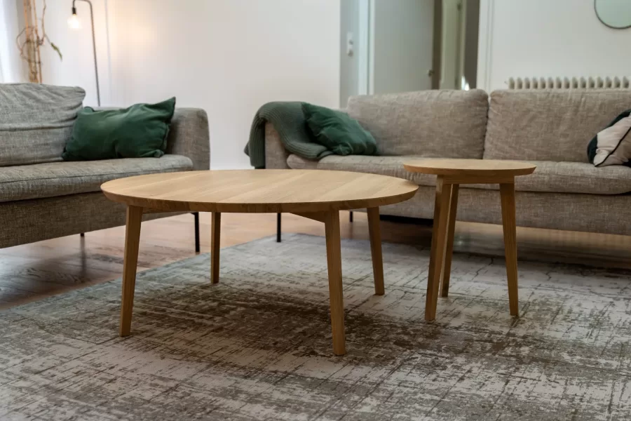 table basse ronde chene clair