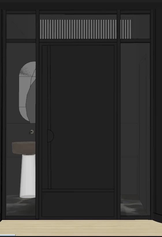 plan pour projet pro d'une porte verriere métallique noire pour bureaux